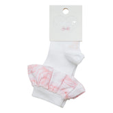 LITTLE A Rose Frill Knee High Socks White